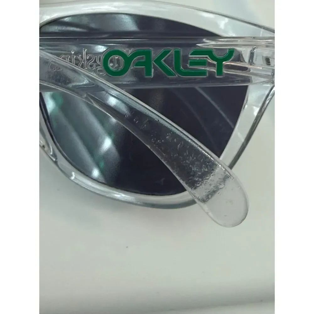 Oakley Frogskins Clear Frame Green Mirror Lens Sunglasses OO9245-38